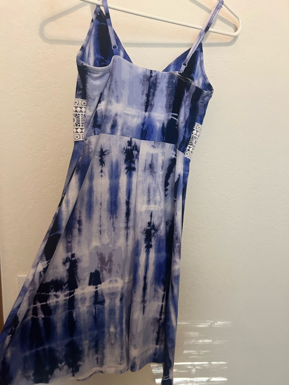 Purple Tie-Dye Boho Lace-Trim Spaghetti Strap Dress - Picture 3 of 5